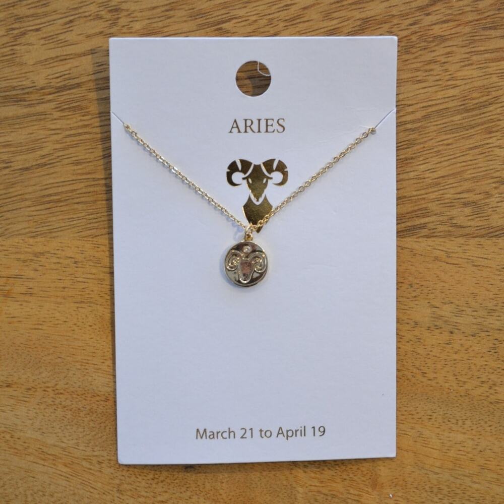 NWT Gold-toned Ram Aries Zodiac Charm Necklace